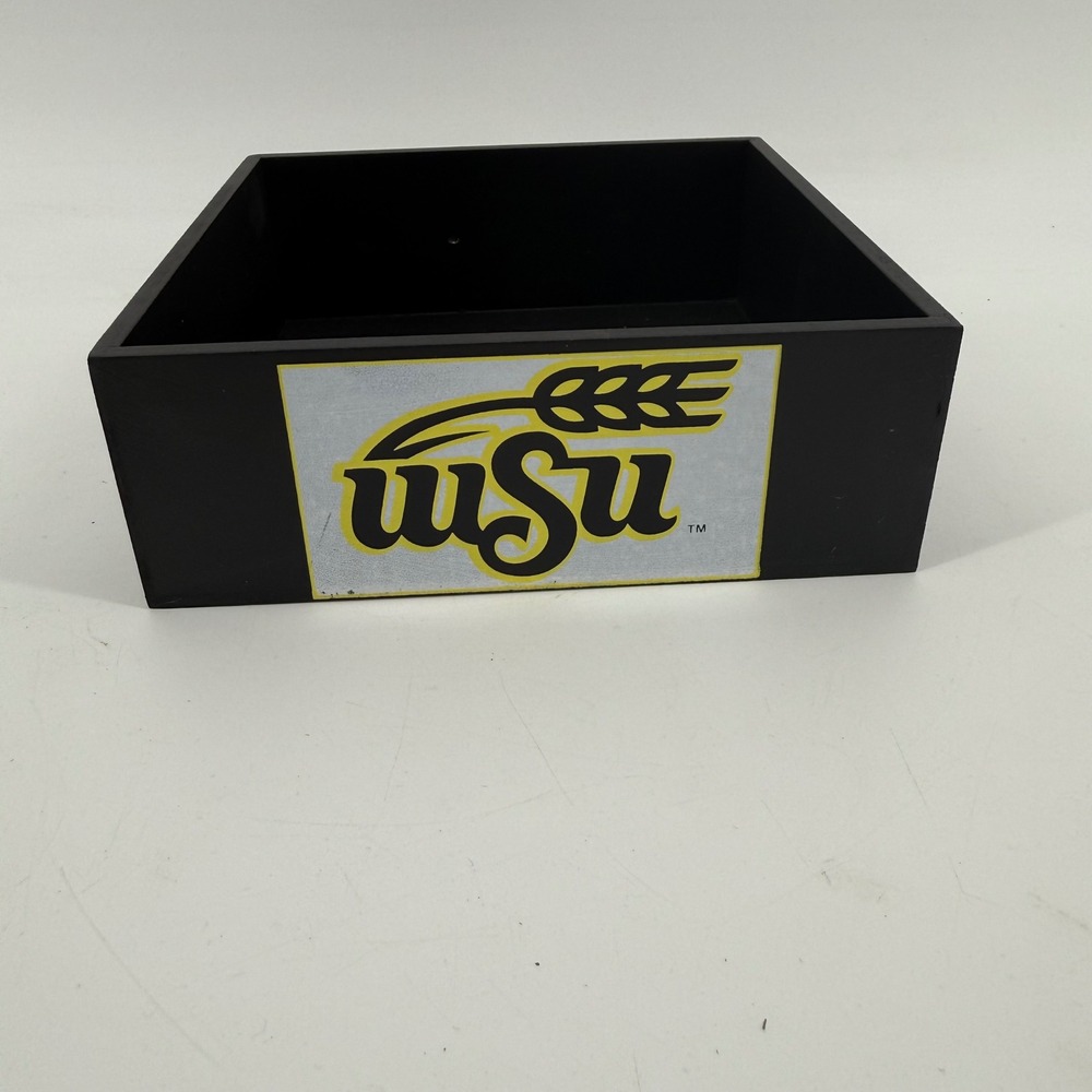 Wichita State University WSU Shockers Black Wood Valet Tray Box Desk Organizer
